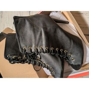 Stiletto heel boots peep toe. Size 10.